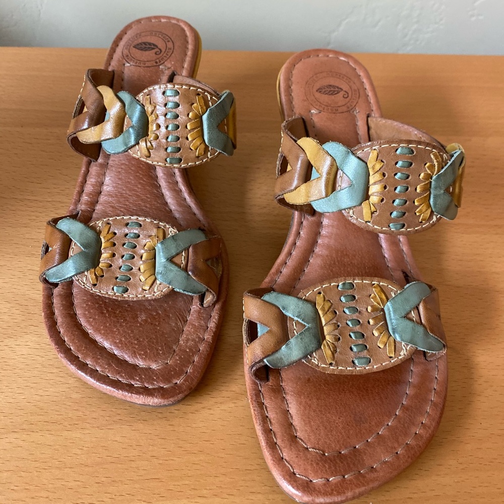 Nurture-wedge slip on sandals. EC